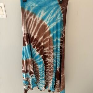 Tryst Tie-Dye Maxi Skirt - Blue and Brown